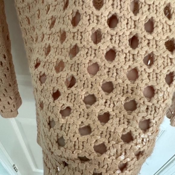 Olive & Oak Women's Beige Open-Knit Sweater - Picture 3 of 5